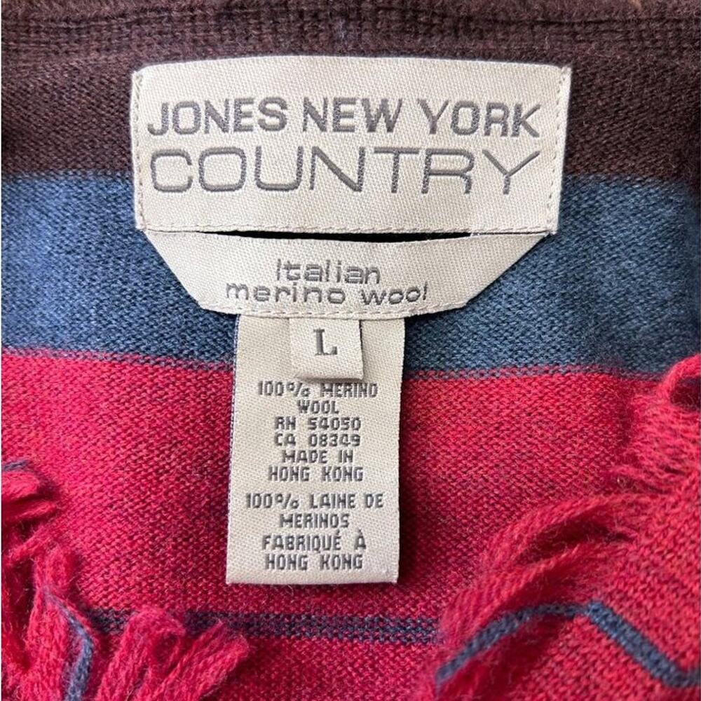 Jones New York Country Women’s VTG 90s Merino Wool Striped Cardigan Sweater L - Picture 5 of 8